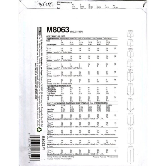 McCall's Misses L to XXL Shorts, Capri and Pants UNCUT Sewing Pattern - Picture 2 of 2